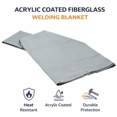 Acrylic coated fiberglass welding blanket for industrial welding spark and heat protection